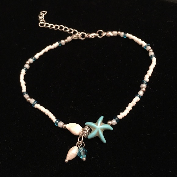 8” starfish, shell and beaded ankle bracelet - Picture 3 of 3